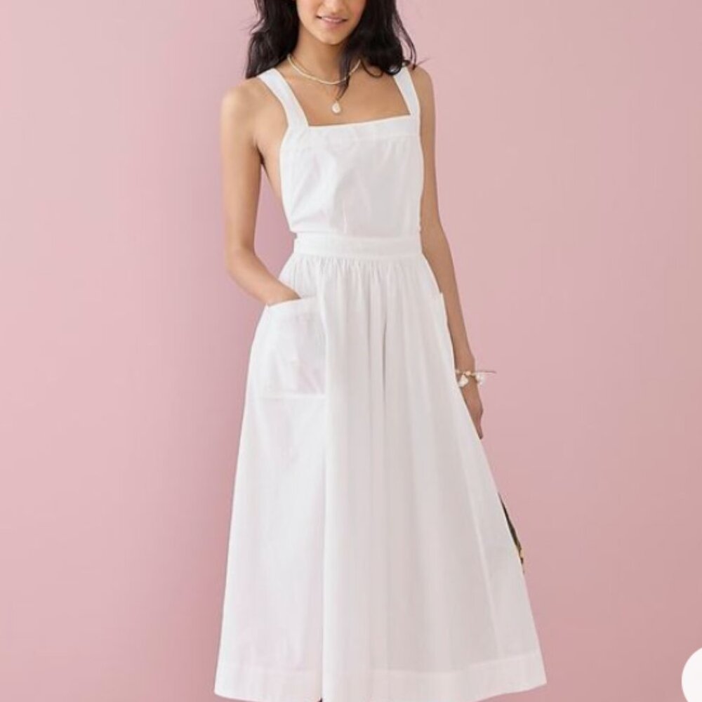 White convertible J.Crew apron dress. New with tags. Size 12. Poplin.